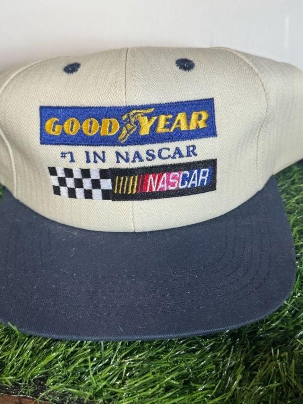 Goodyear Hat Cap Snap Back Mens One Size Beige NASCAR Racing Patch Logo